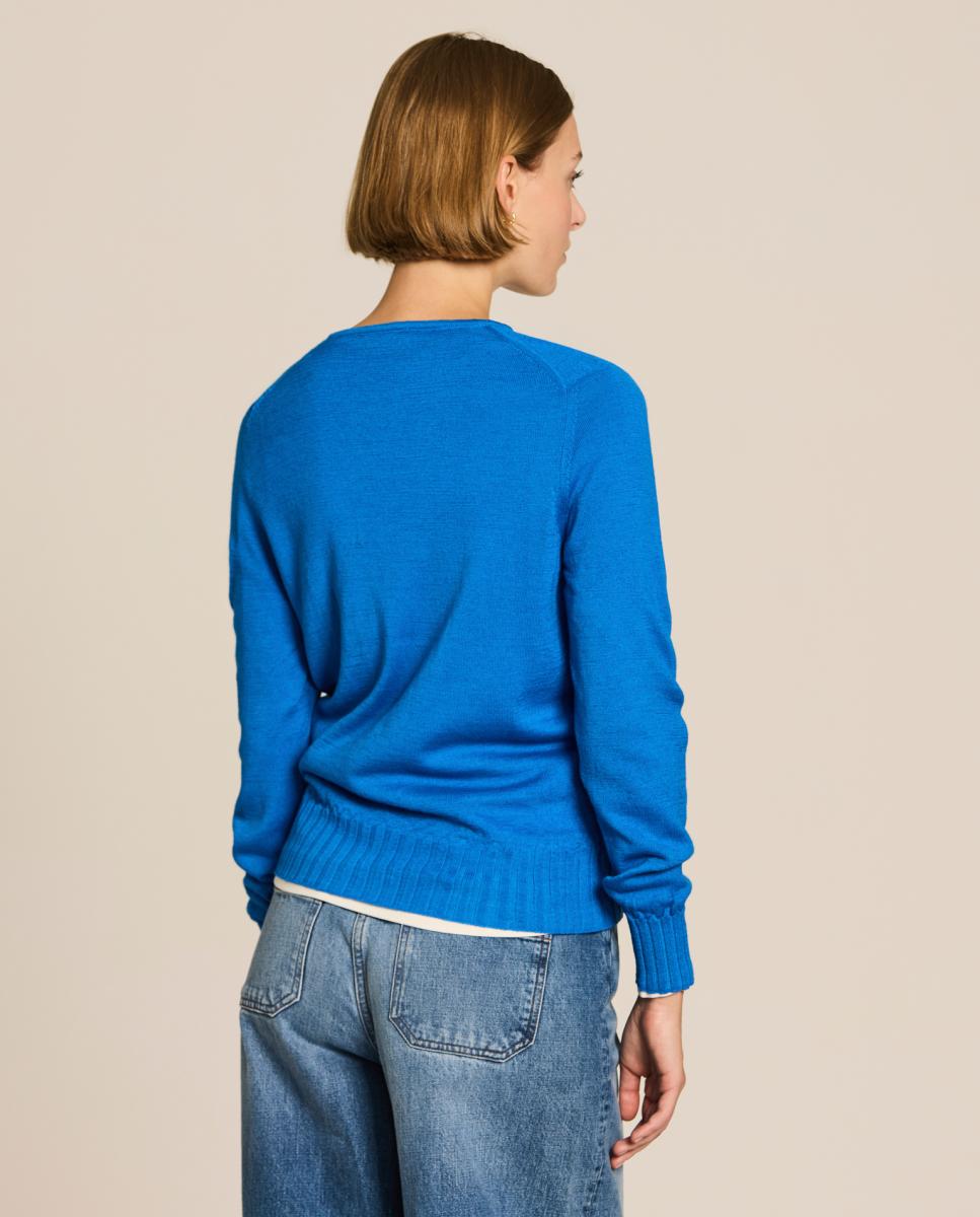 Camisola de Malha com Detalhe Canelado Turquesa-2
