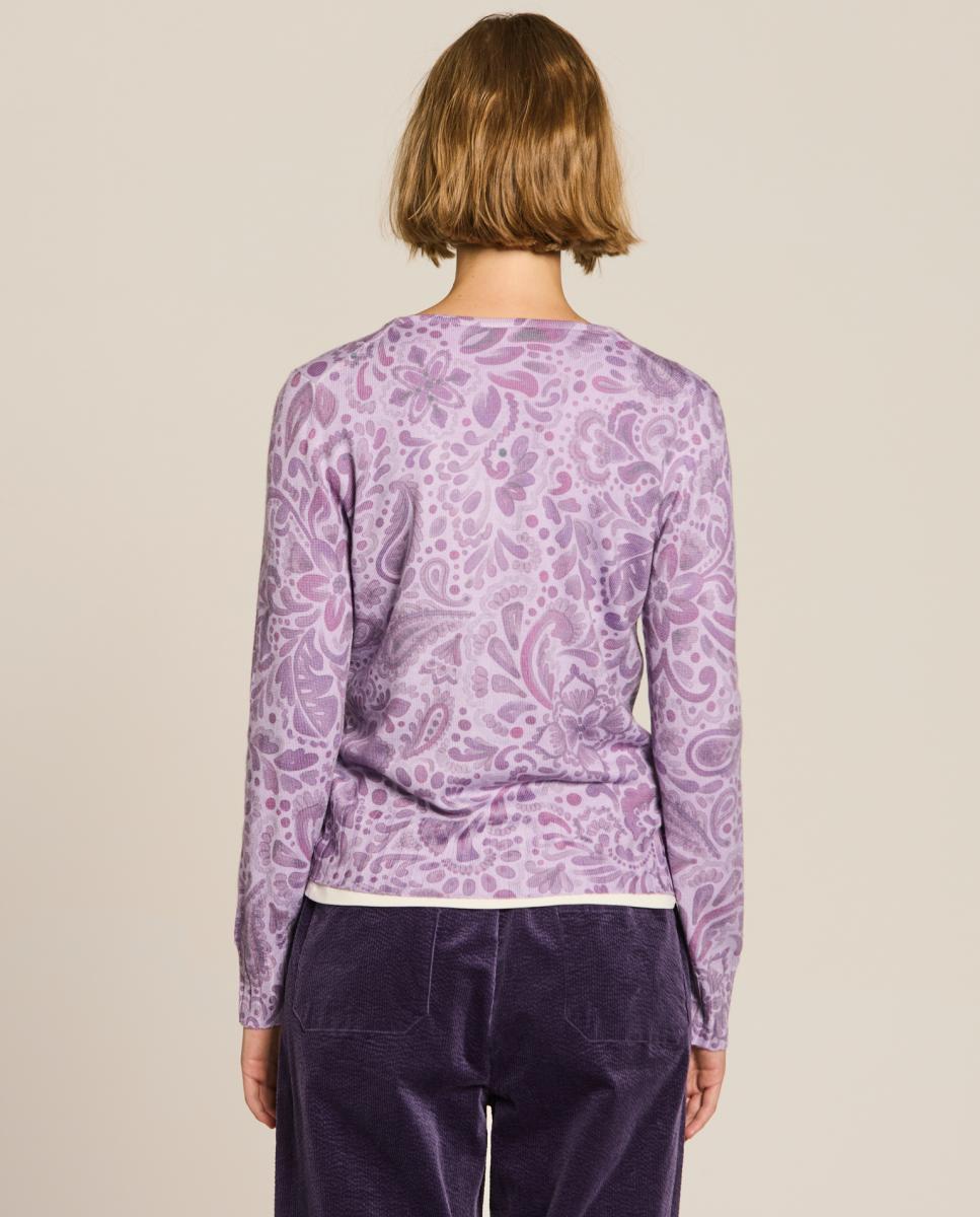 Camisola de Malha de Lã com Estampado Lilás-2