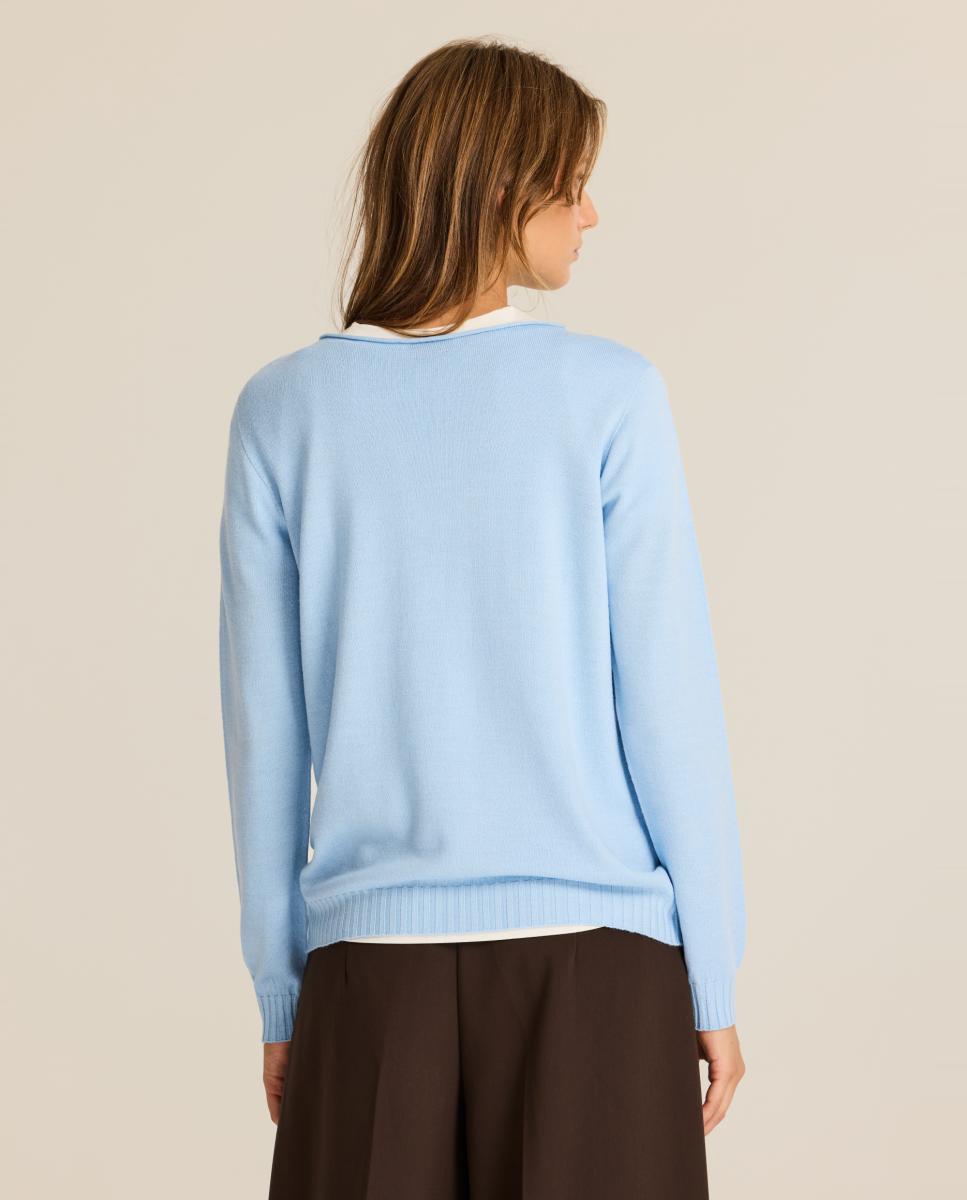 Camisola de Malha com Losangos Azul-claro-2