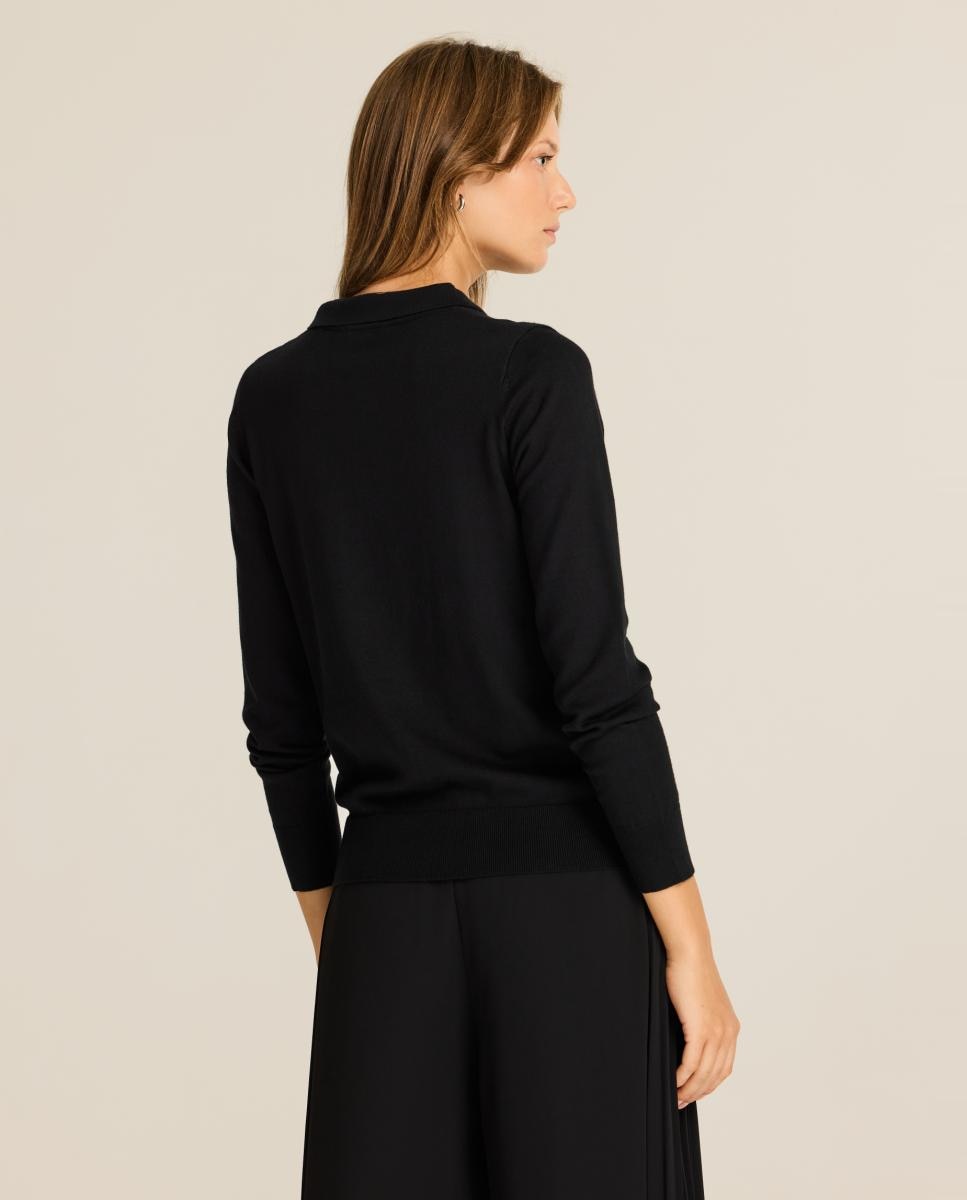 Polo de Malha de Viscose Preto-2