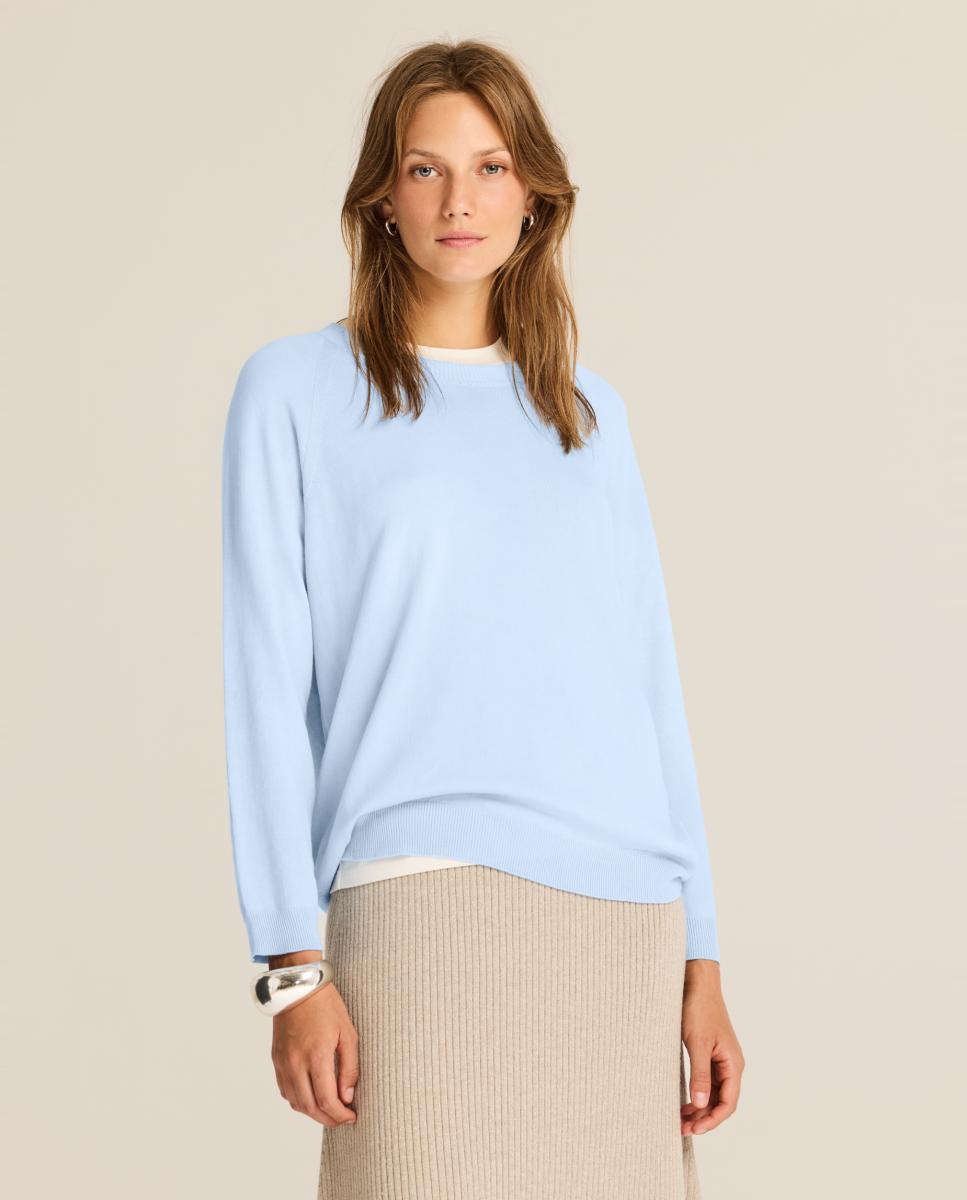 Imagen 0 de Jersey de mujer ligero y suave, con escote abierto Azul claro
