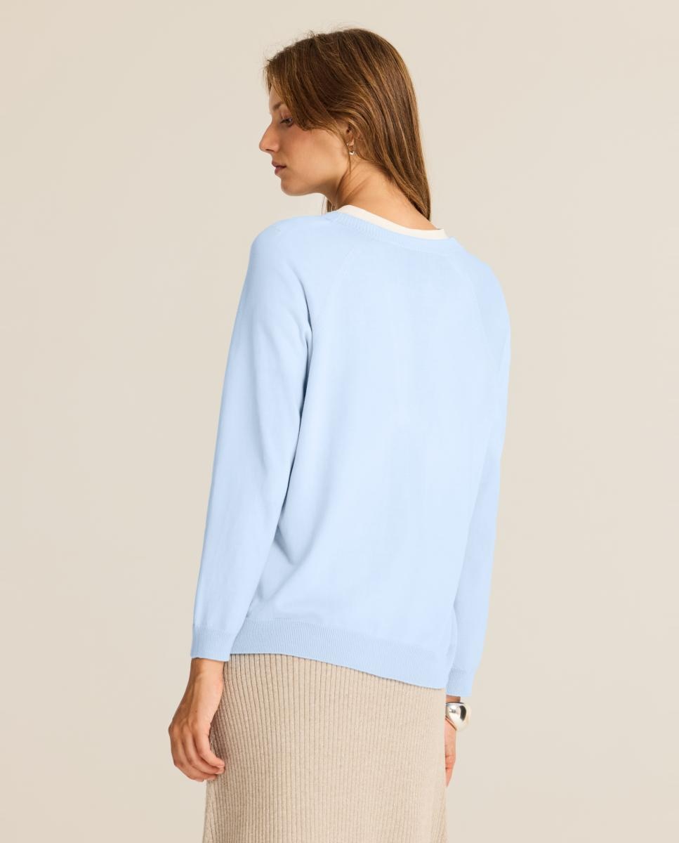Jersey de mujer ligero y suave, con escote abierto - Escorpion - Azul claro Azul claro-2