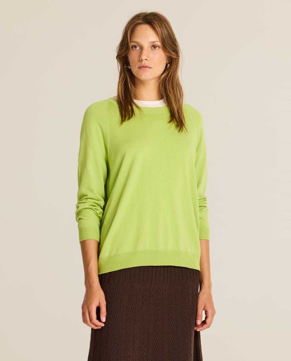 Jersey de mujer ligero y suave, con escote abierto - Escorpion - Verde claro Verde claro-1