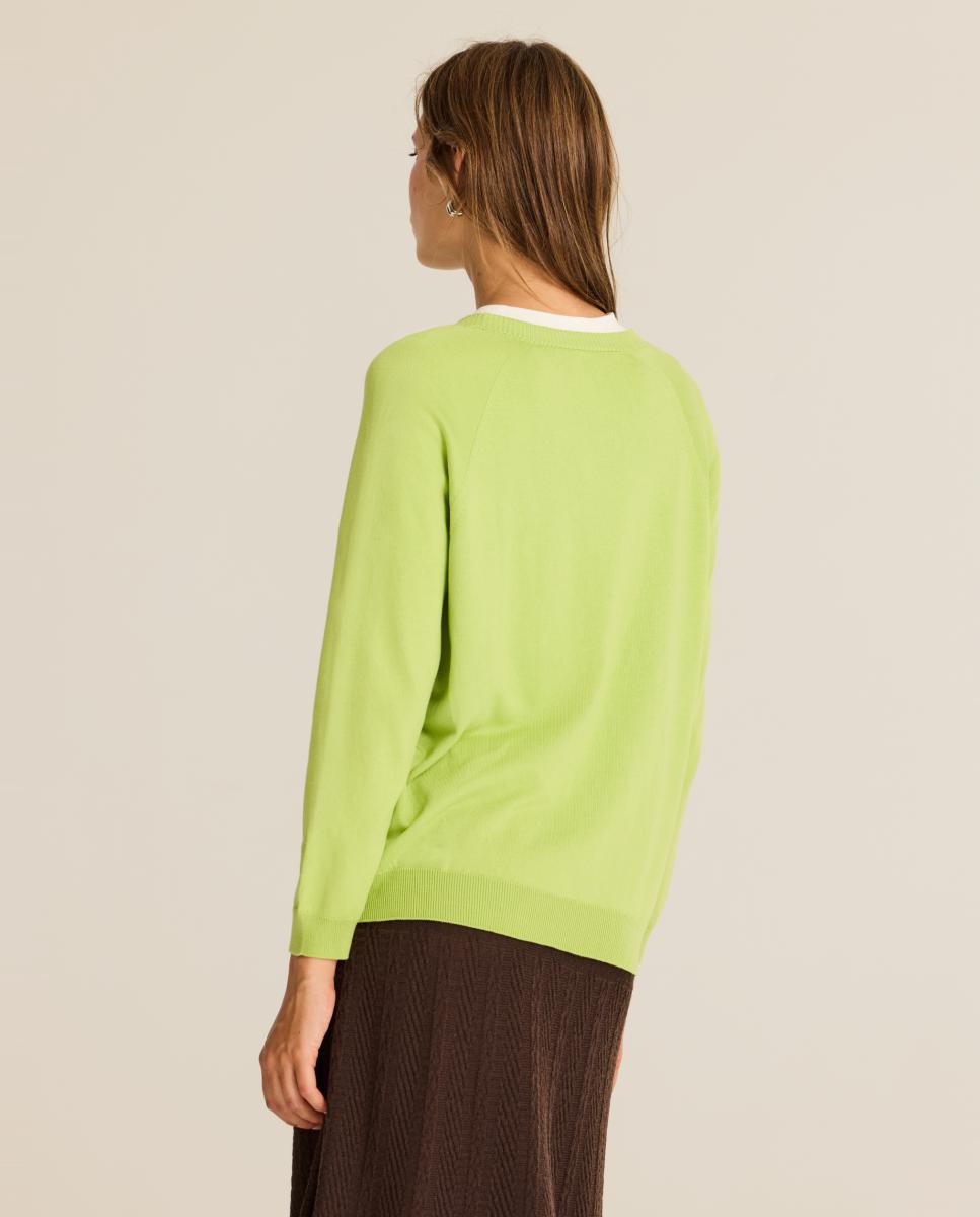 Jersey de mujer ligero y suave, con escote abierto - Escorpion - Verde claro Verde claro-2