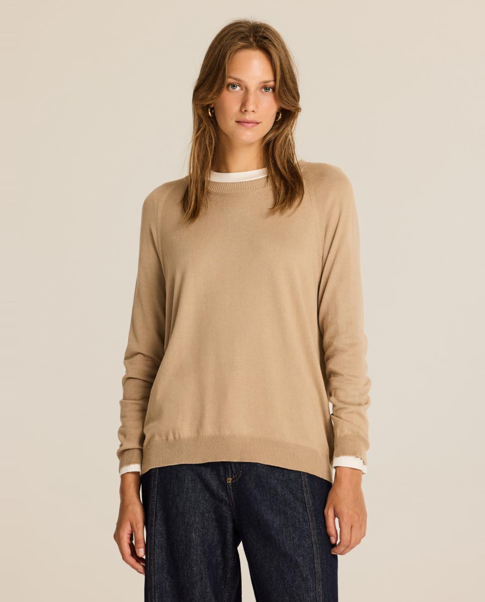 Jersey de mujer ligero y suave, con escote abierto - Escorpion - Camel Camel-1