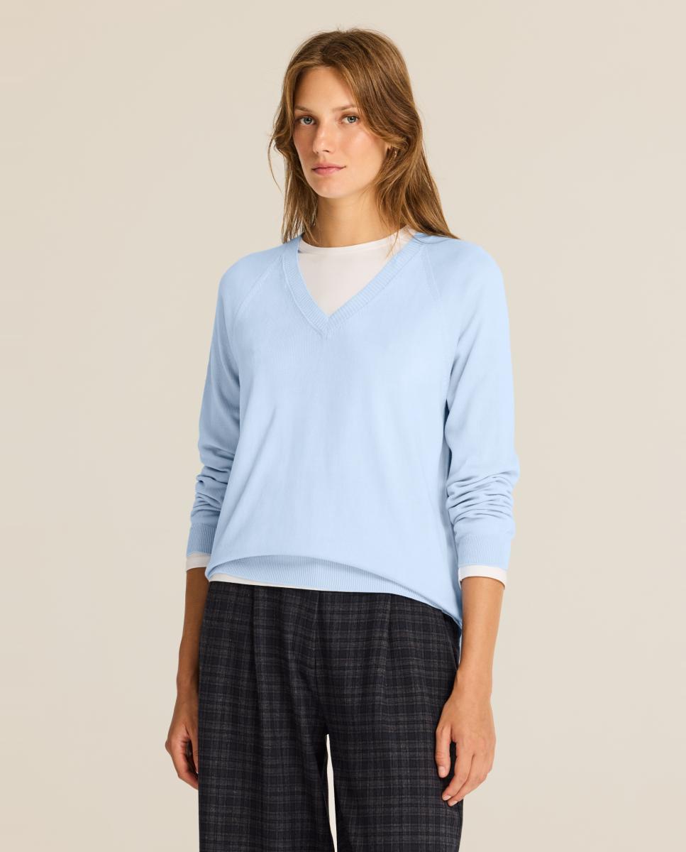 Imagen 0 de Jersey de mujer de punto suave , con diseño minimalista Azul claro