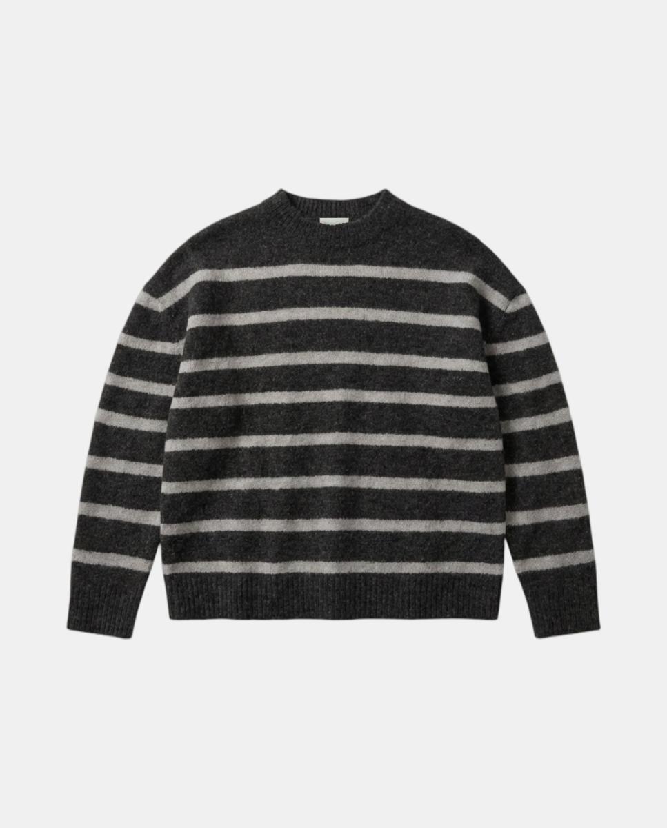 Camisola de Malha com Decote Redondo e Manga Comprida Cinzento-escuro-4