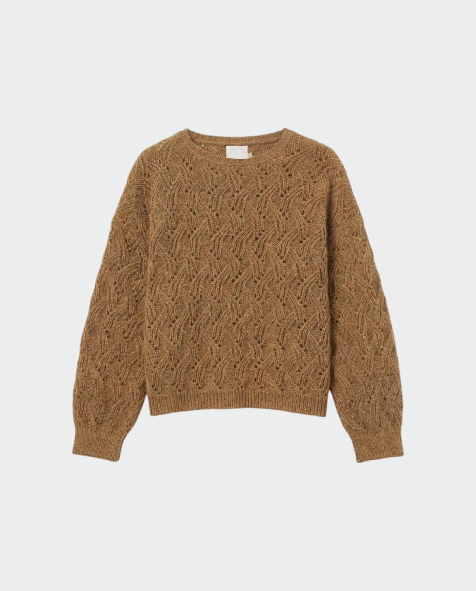 Imagen 3 de Jersey de mujer punto fantasía cuello redondo - Indi & Cold - Camel Camel