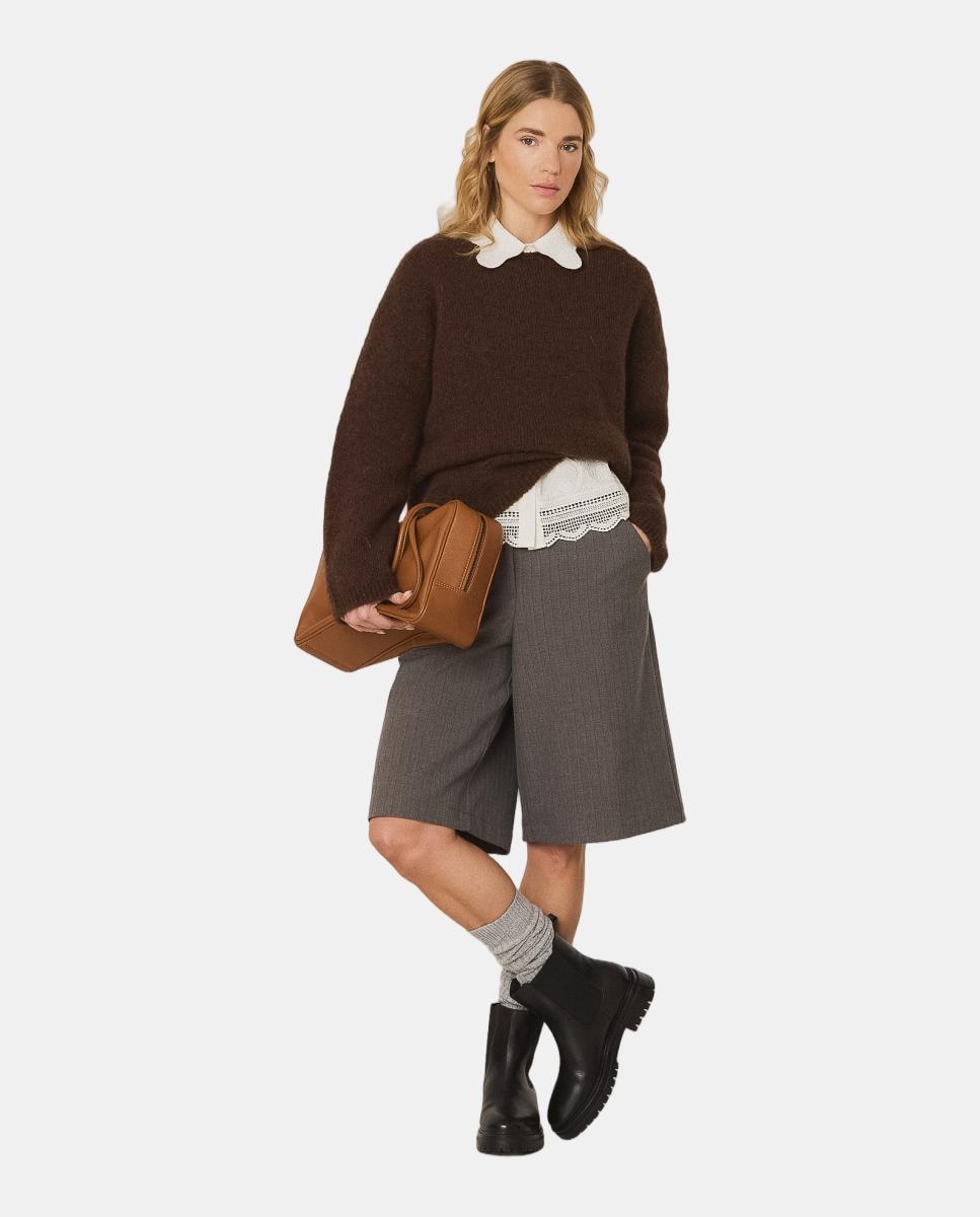 Imagen 0 de Jersey de mujer mohair cuello caja Marrón oscuro