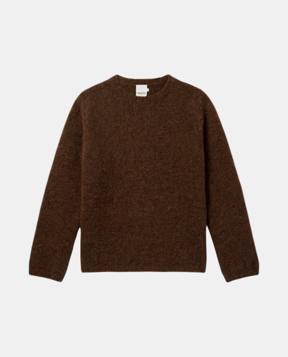 Jersey de mujer mohair cuello caja - Indi & Cold - Marrón oscuro Marrón oscuro-3