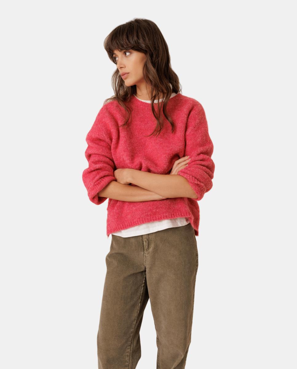 Jersey de mujer mohair cuello caja - Indi & Cold - Rosa Rosa-1