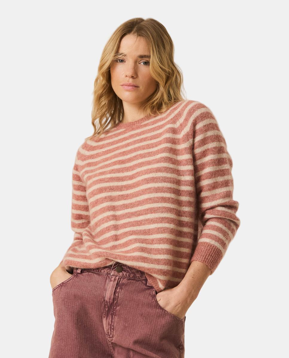 Jersey de mujer punto rayas sisa raglán - Indi & Cold - Rosa Rosa-1