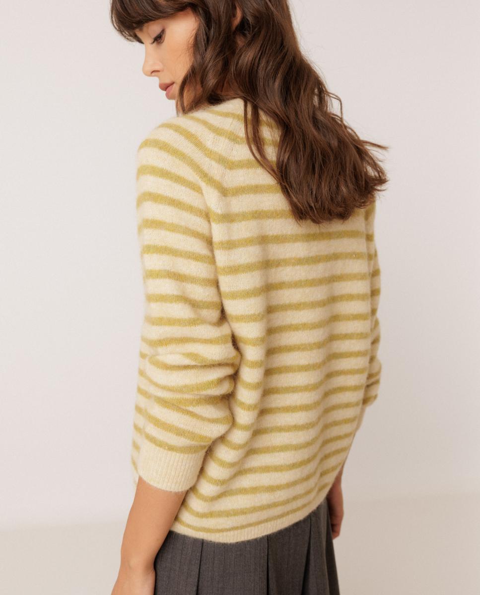 Jersey de mujer punto rayas sisa raglán - Indi & Cold - Verde anticuario Verde anticuario-3