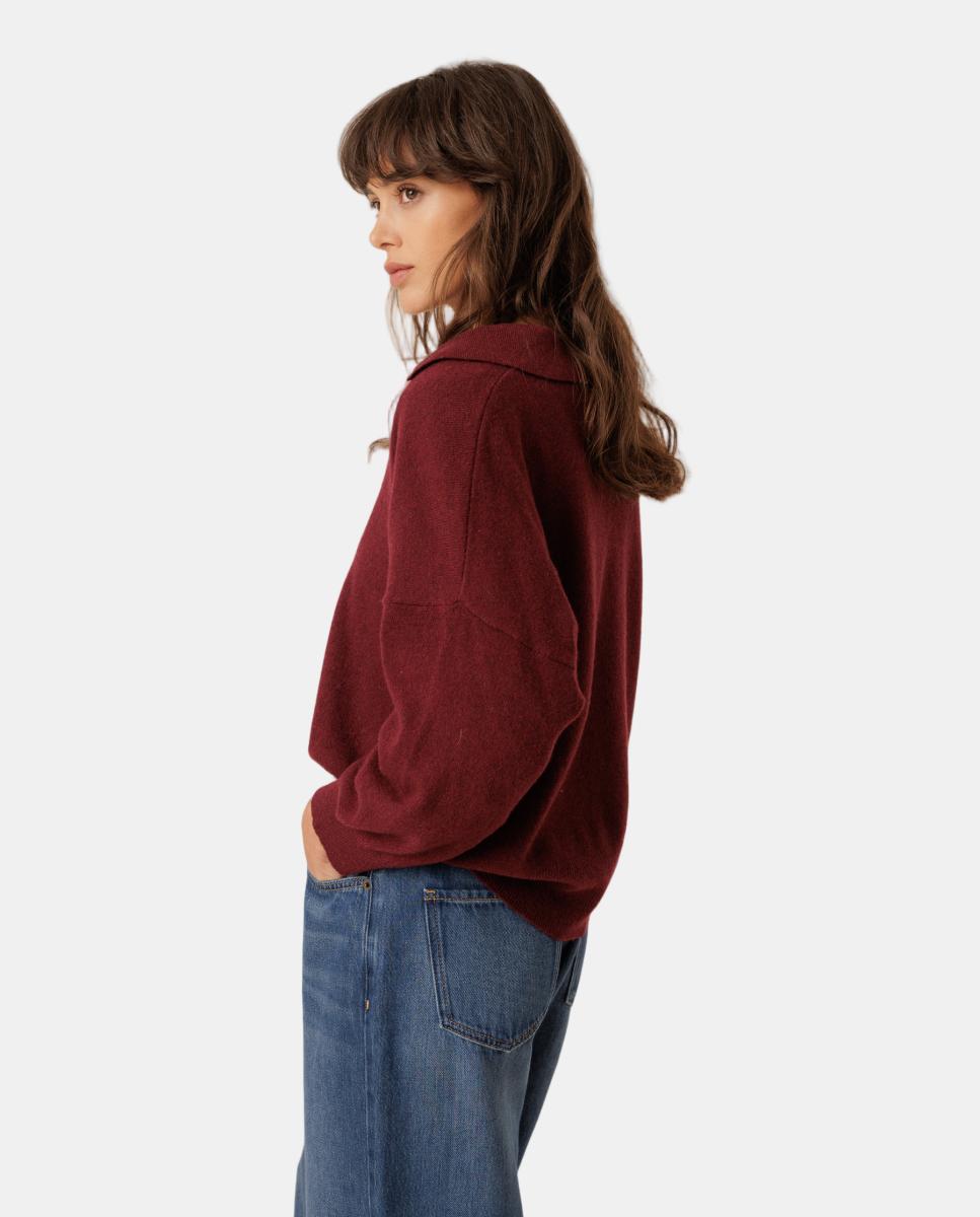 Imagen 1 de Jersey de mujer tipo polo cashmere - Indi & Cold - Berenjena Berenjena
