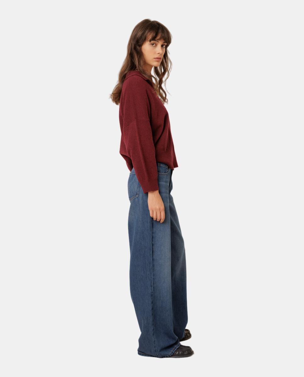 Imagen 2 de Jersey de mujer tipo polo cashmere - Indi & Cold - Berenjena Berenjena