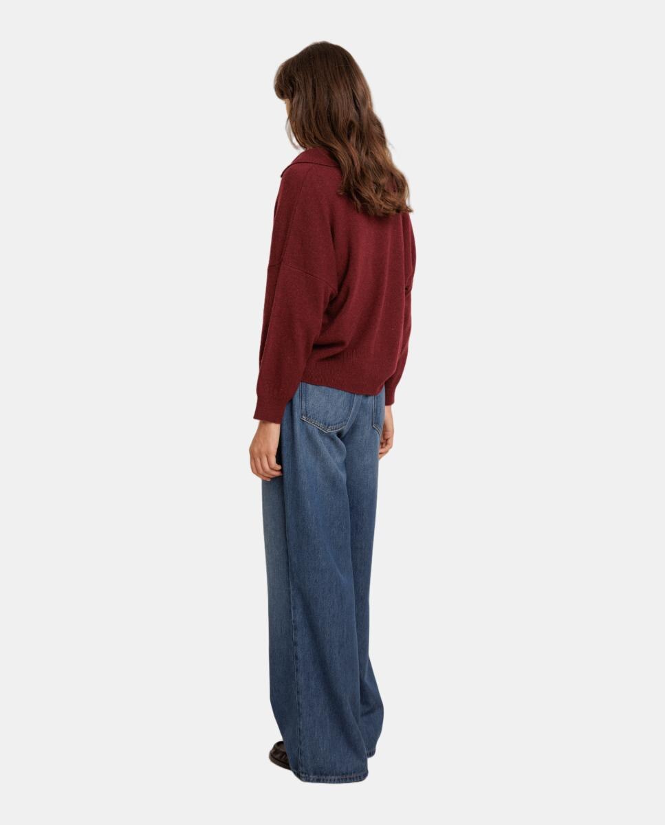 Imagen 3 de Jersey de mujer tipo polo cashmere - Indi & Cold - Berenjena Berenjena