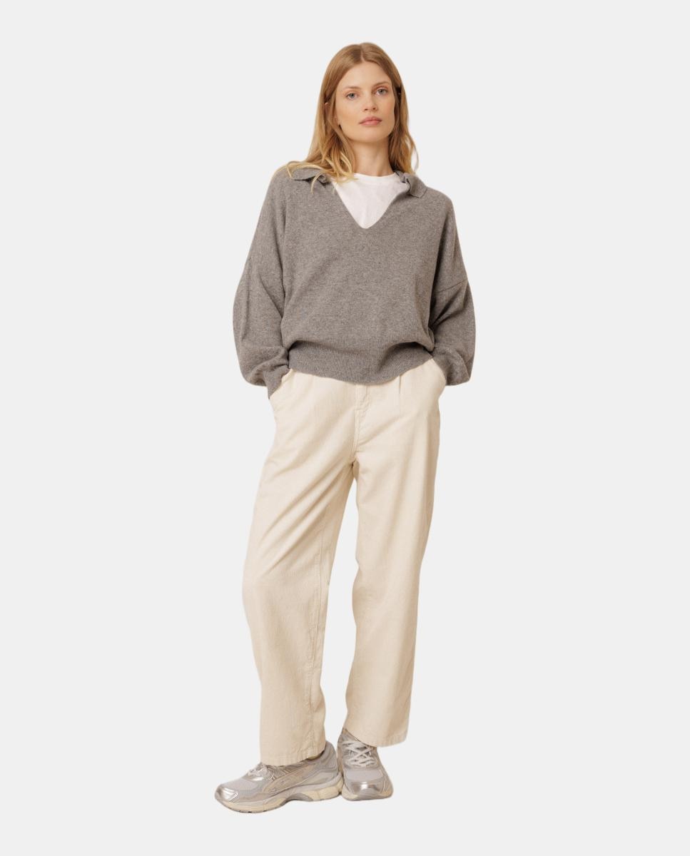 Imagen 3 de Jersey de mujer tipo polo cashmere - Indi & Cold - Gris claro Gris claro
