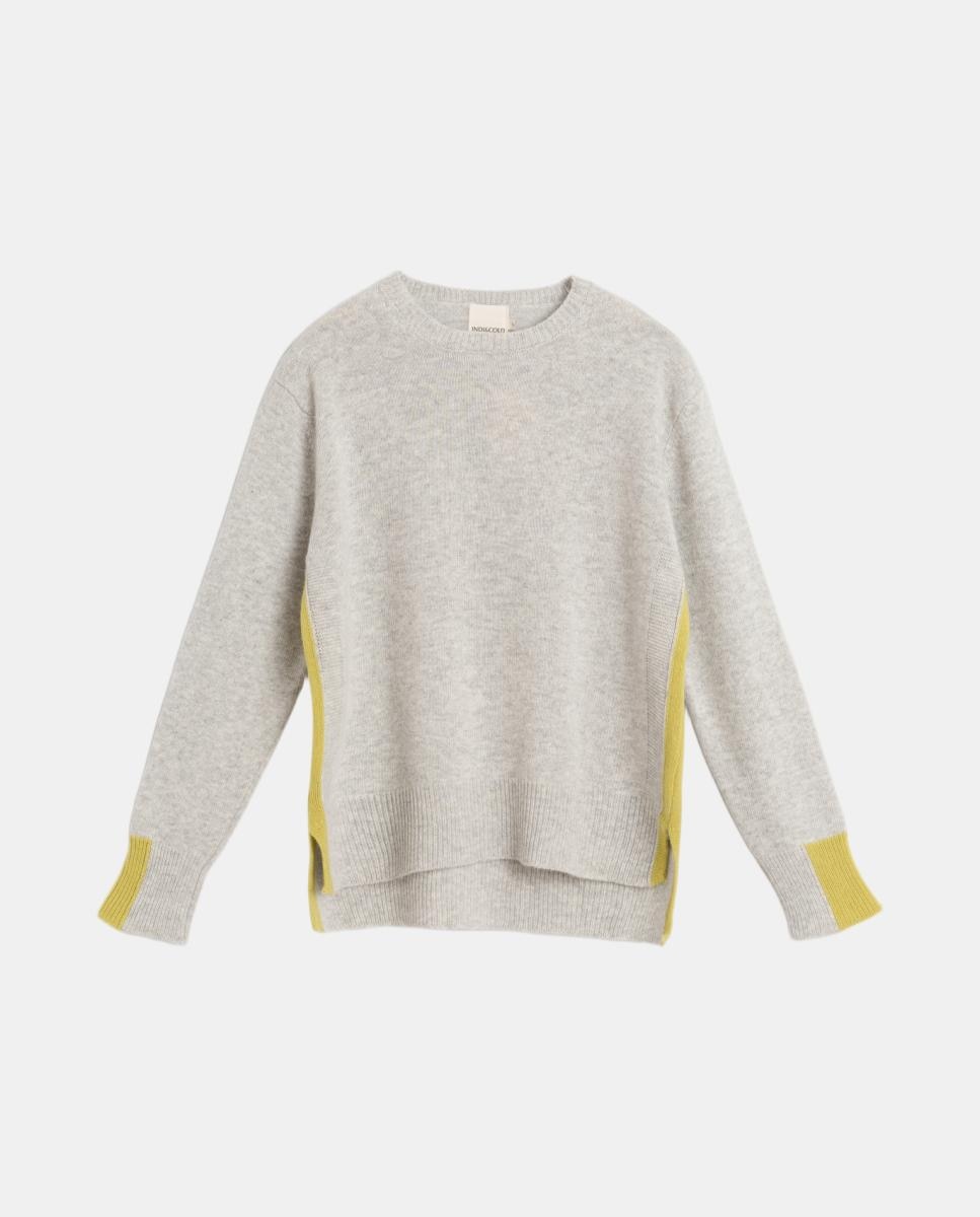 Imagen 4 de Jersey de mujer cashmere contraste flúor - Indi & Cold - Gris claro Gris claro