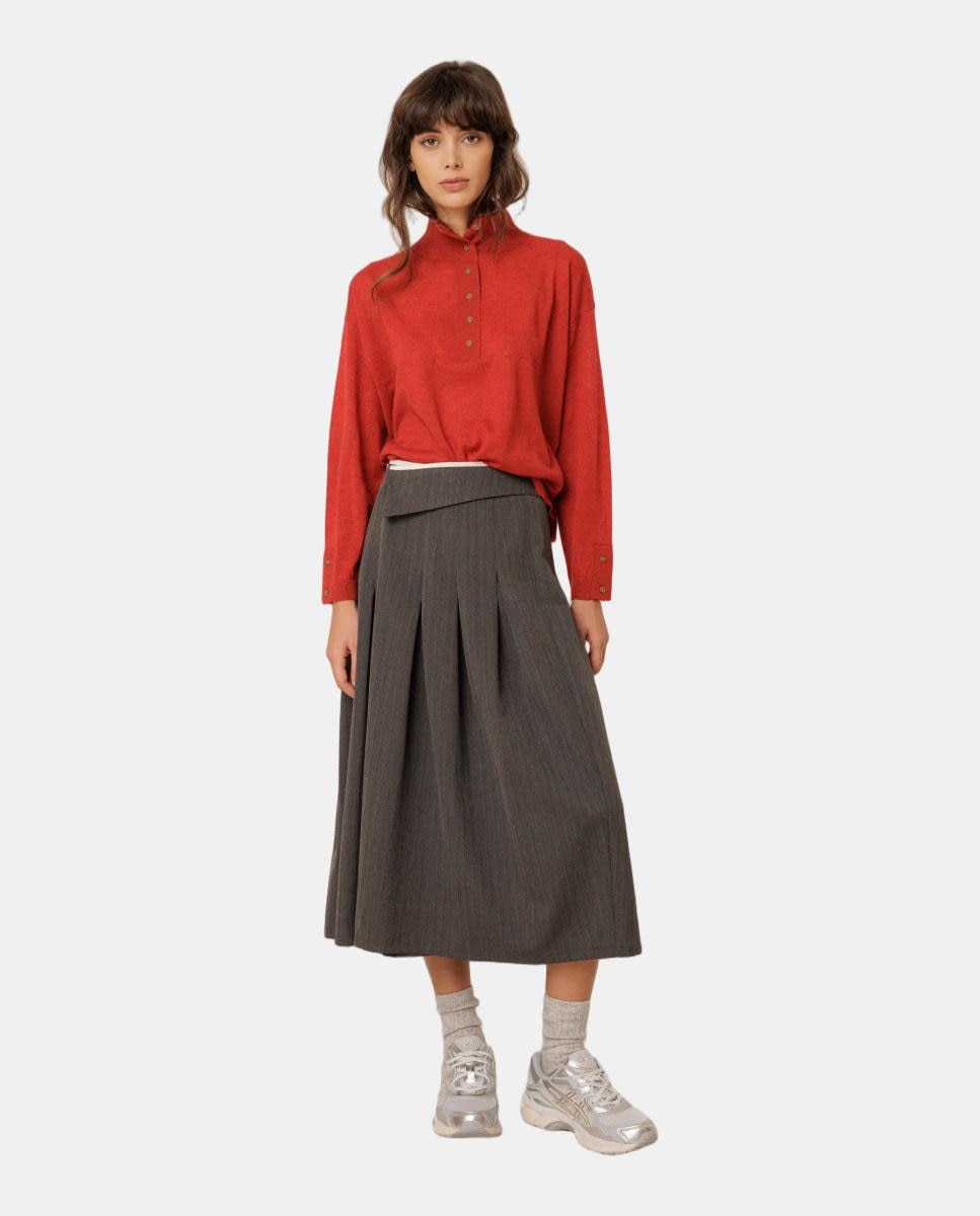 Jersey de mujer manga larga cuello perkins - Indi & Cold - Rojo Rojo-1