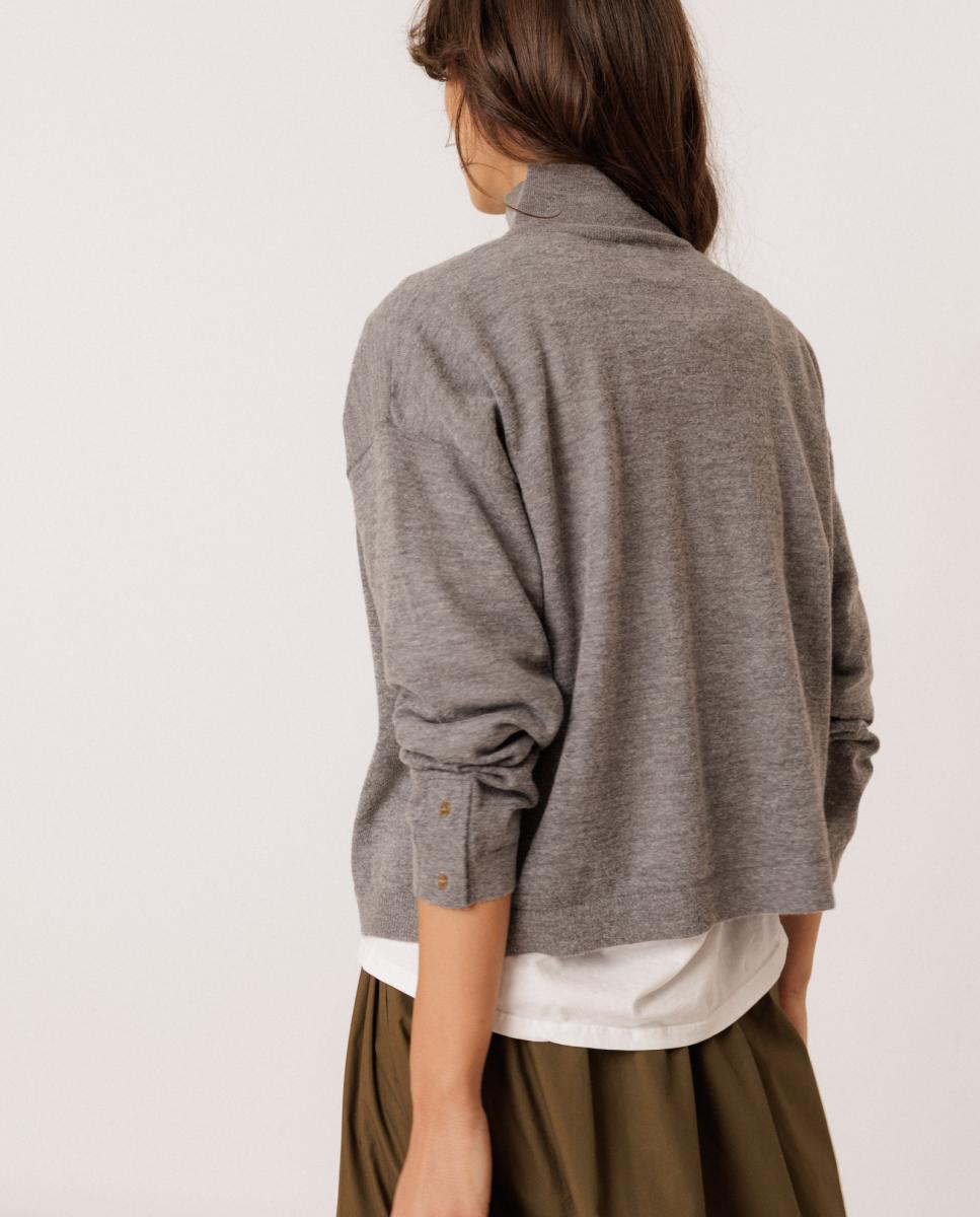 Jersey de mujer manga larga cuello perkins - Indi & Cold - Gris claro Gris claro-2