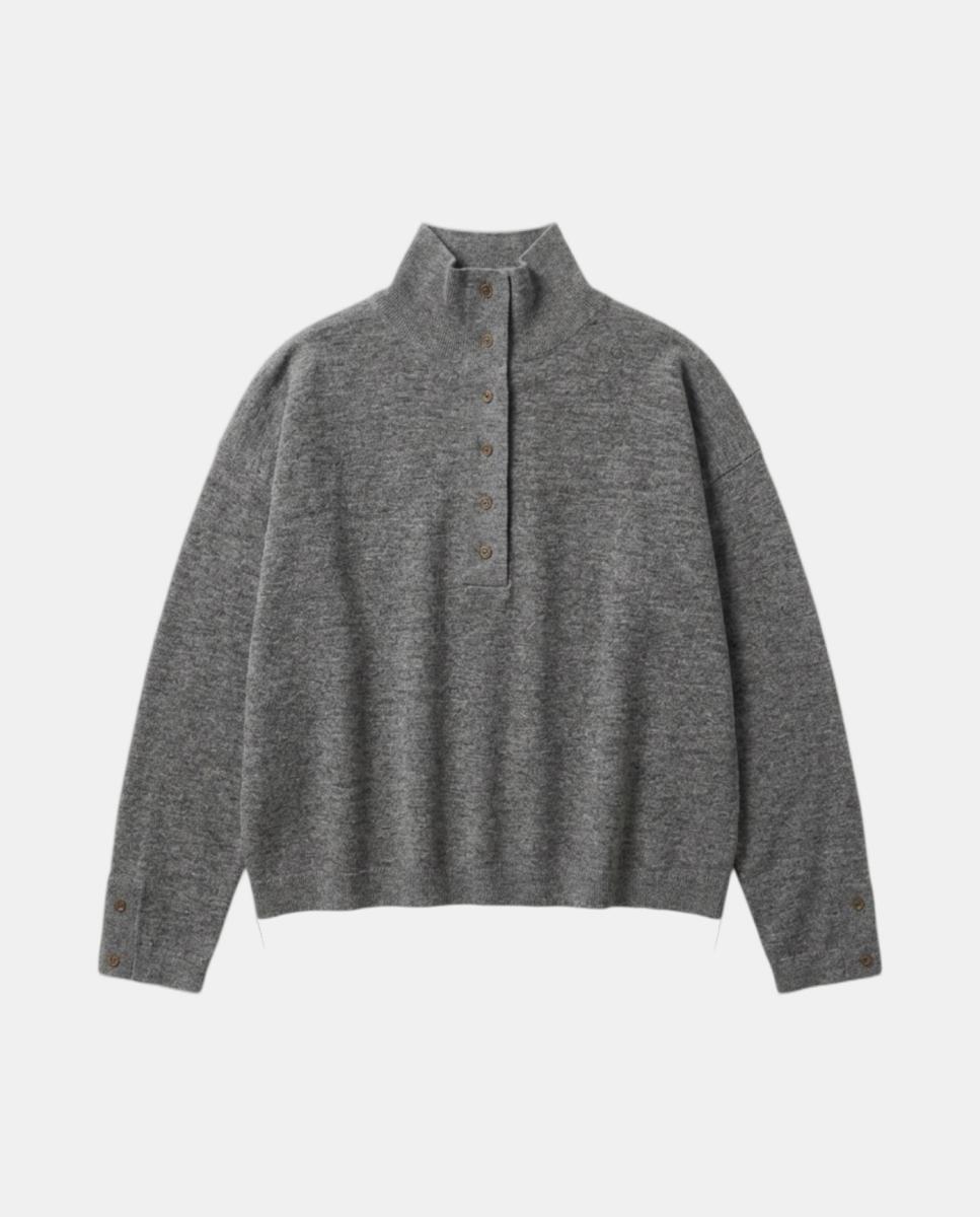 Jersey de mujer manga larga cuello perkins - Indi & Cold - Gris claro Gris claro-3