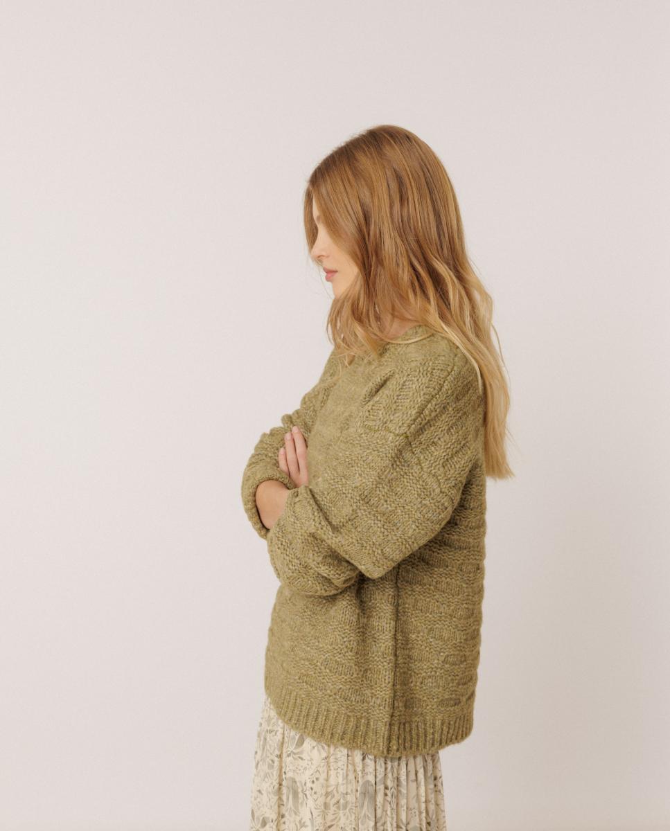 Jersey de mujer cuello caja manga larga - Indi & Cold - Verde anticuario Verde anticuario-2