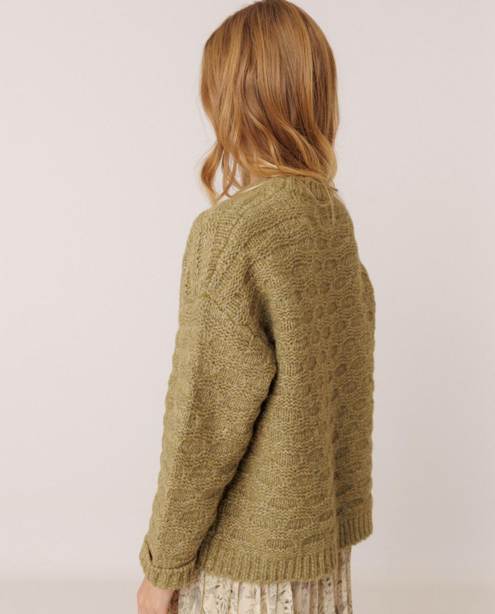 Jersey de mujer cuello caja manga larga - Indi & Cold - Verde anticuario Verde anticuario-3