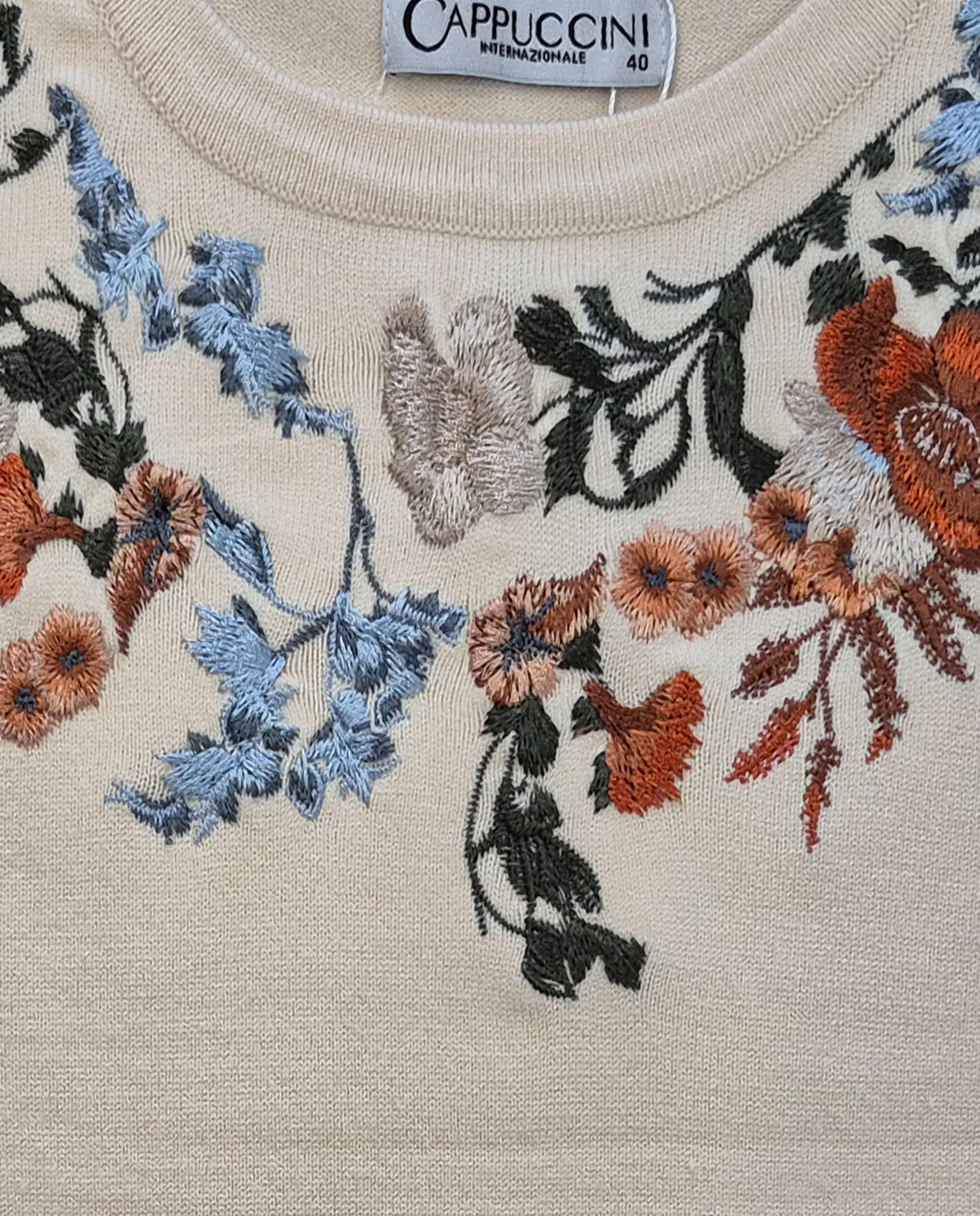 Camisola de malha lisa com manga comprida Bege-3