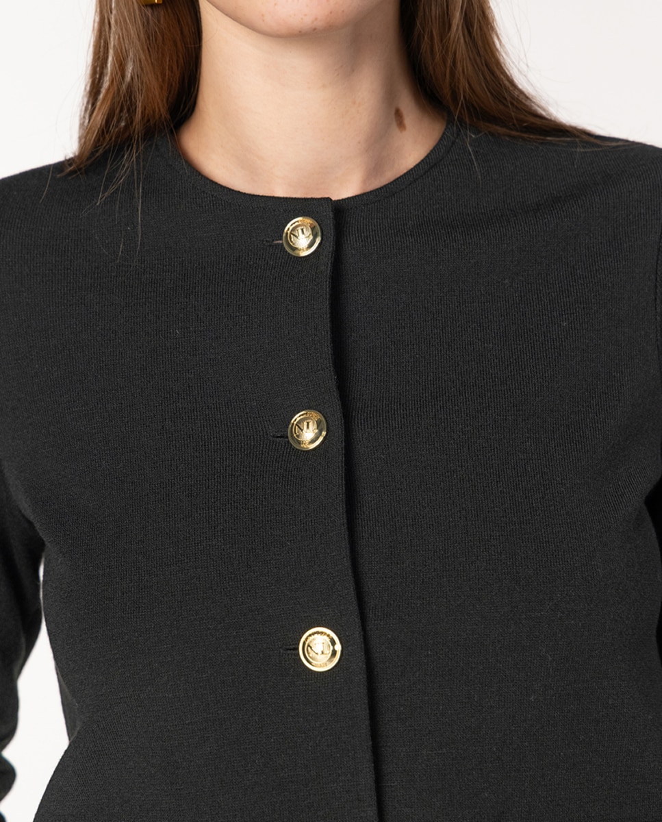 Casaco de Malha Milano com Bolsos de Vivos Preto-3