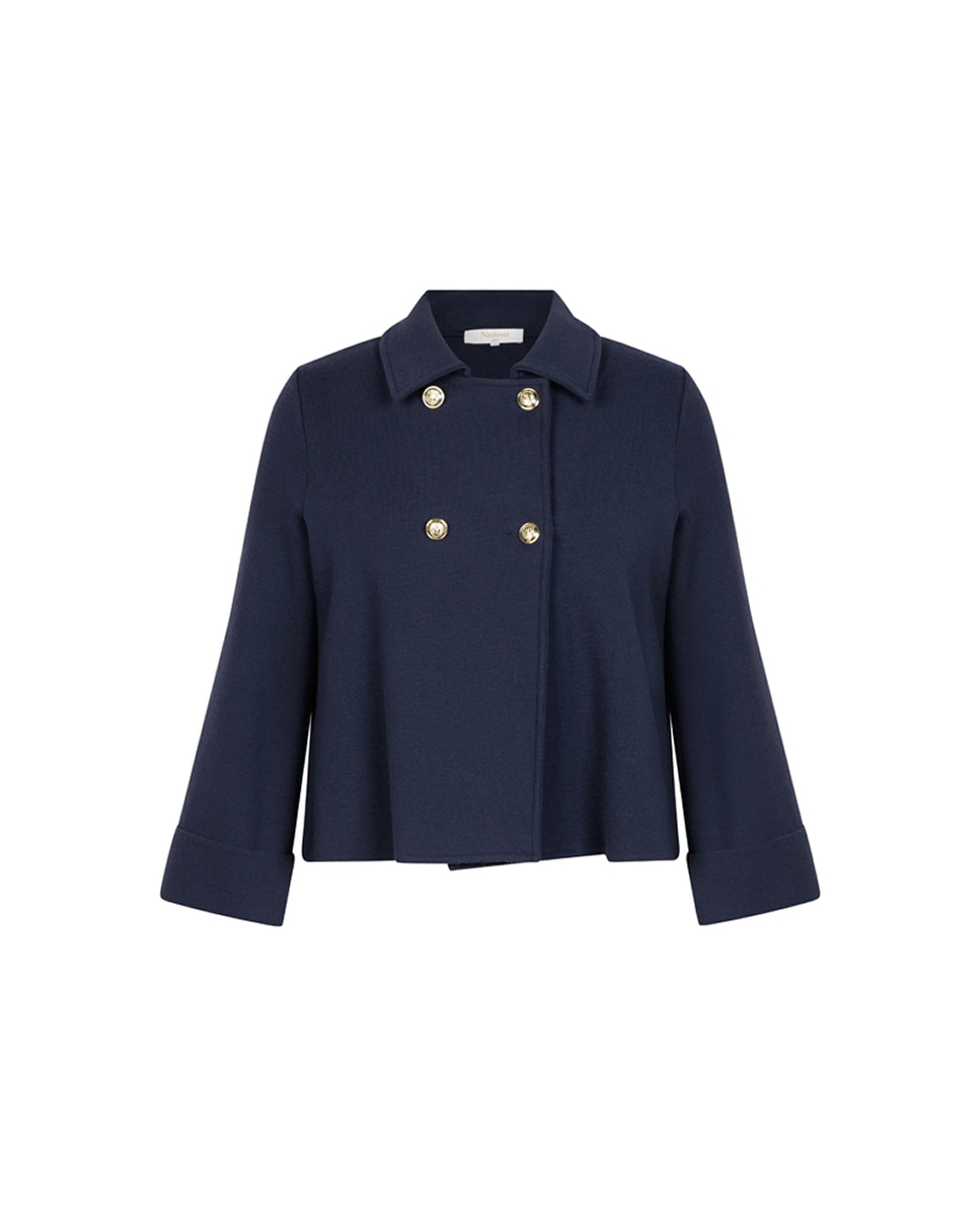 Camisola de malha de mulher com decote em bico e manga comprida Azul-marinho-5