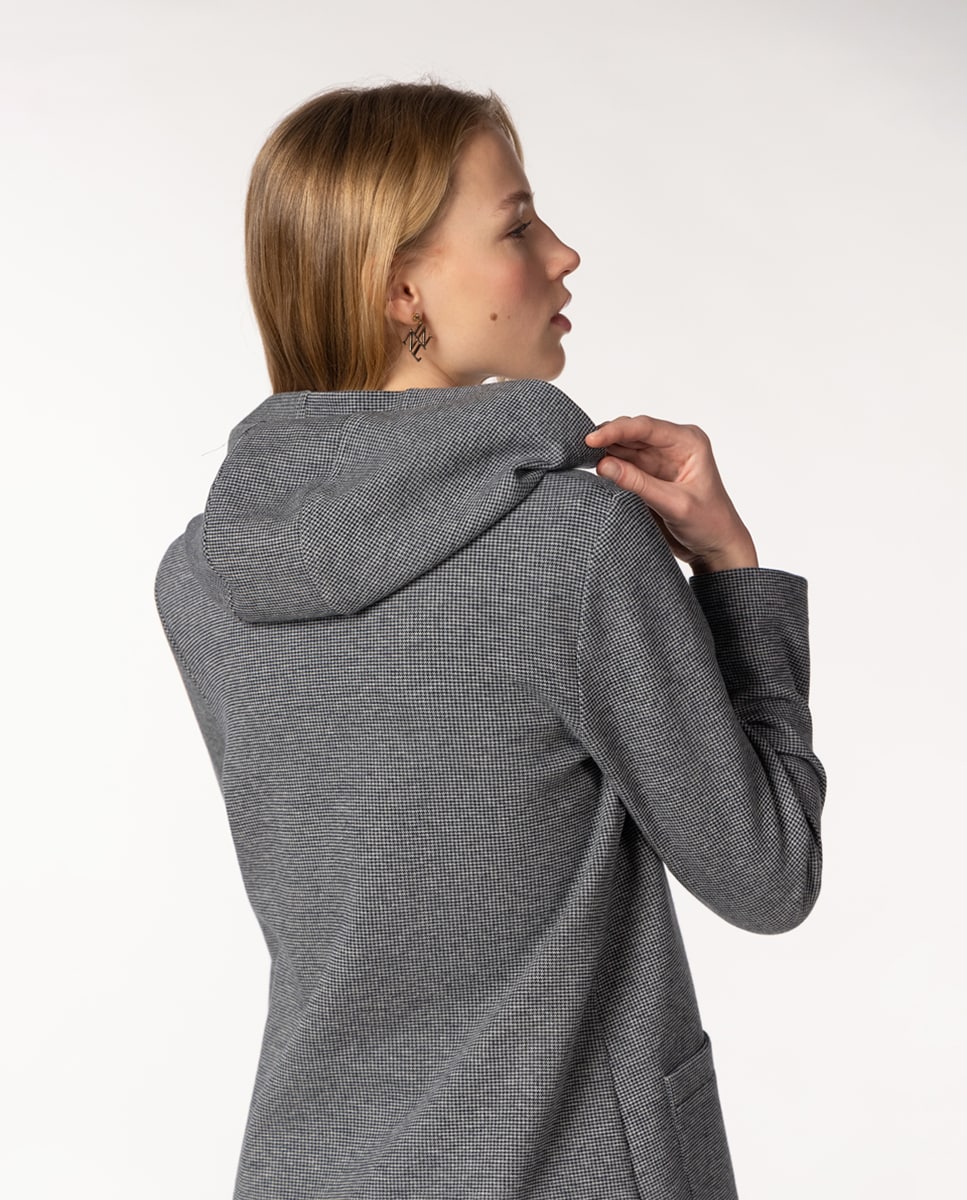 Casaco de Neopreno com Pied-de-Poule Cinzento-claro-2