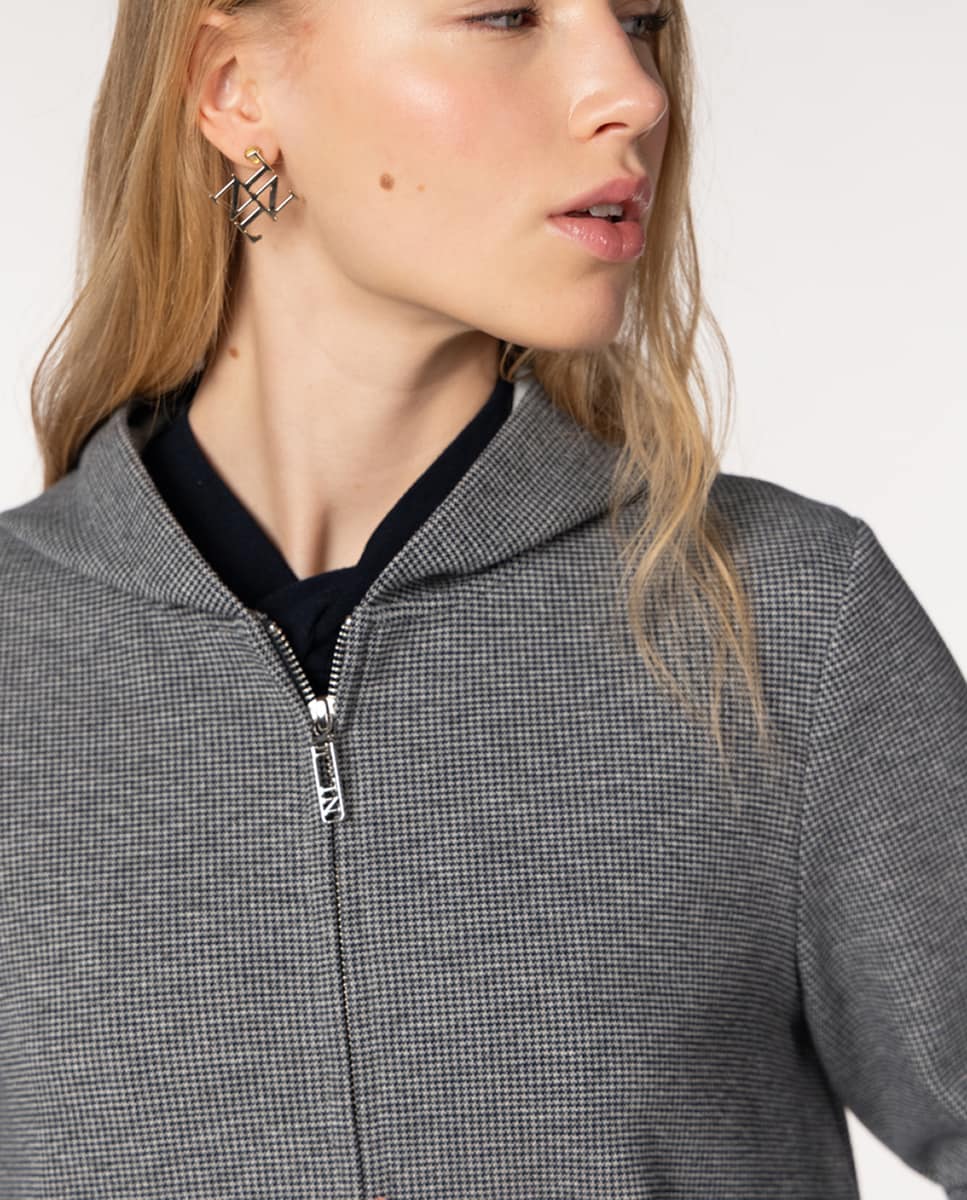 Casaco de Neopreno com Pied-de-Poule Cinzento-claro-4