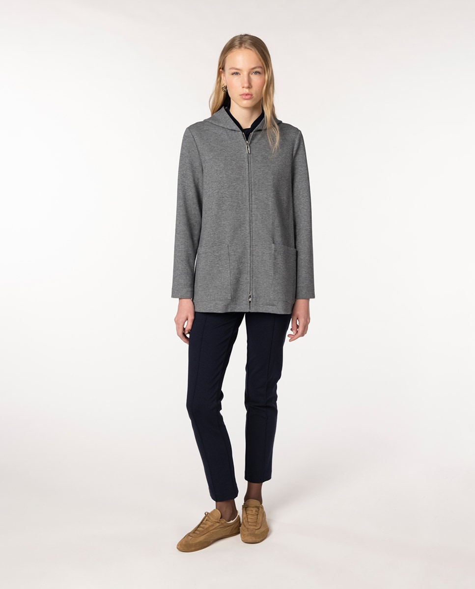 Casaco de Neopreno com Pied-de-Poule Cinzento-claro-5