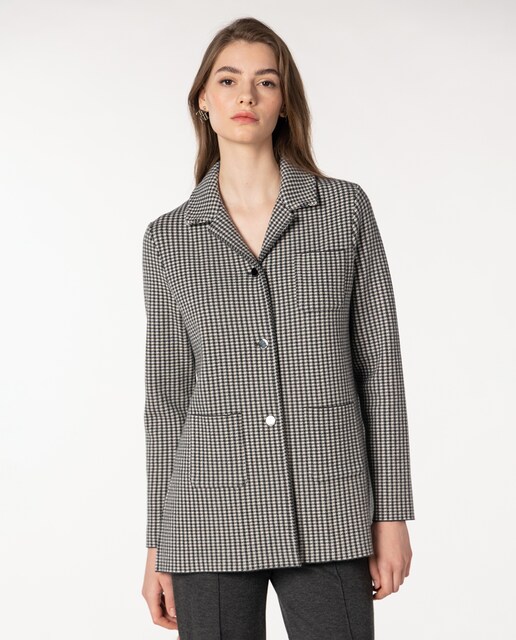Imagen 0 de Chaqueta de mujer de punto jacquard cuadro vichy