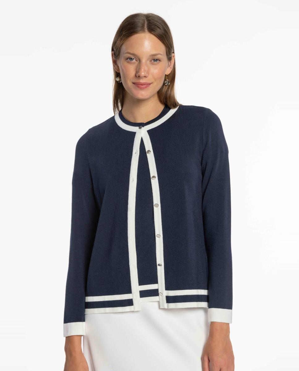 Conjunto de Malha Bicolor com Vivos em Contraste. Azul-marinho-1