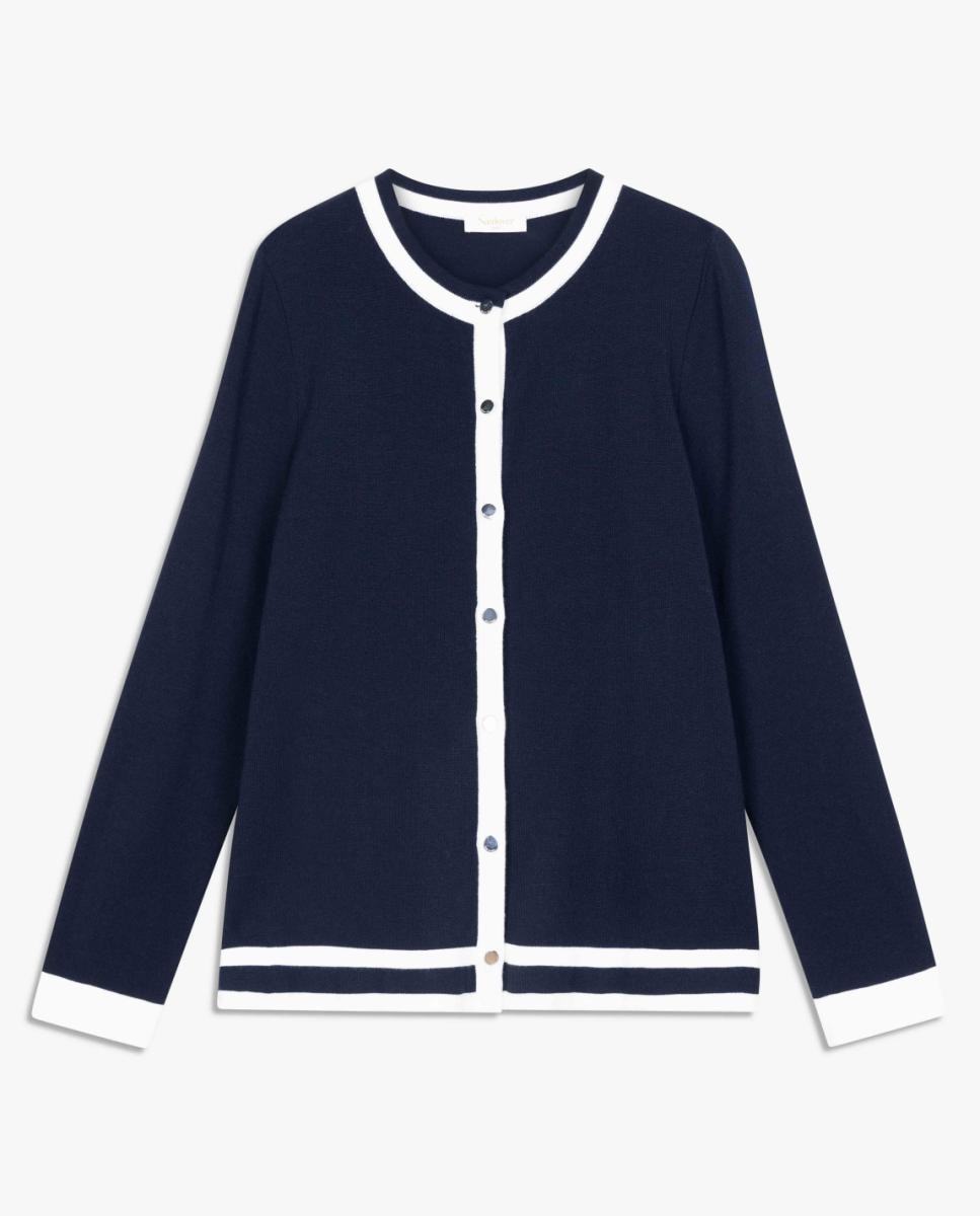 Conjunto de Malha Bicolor com Vivos em Contraste. Azul-marinho-10