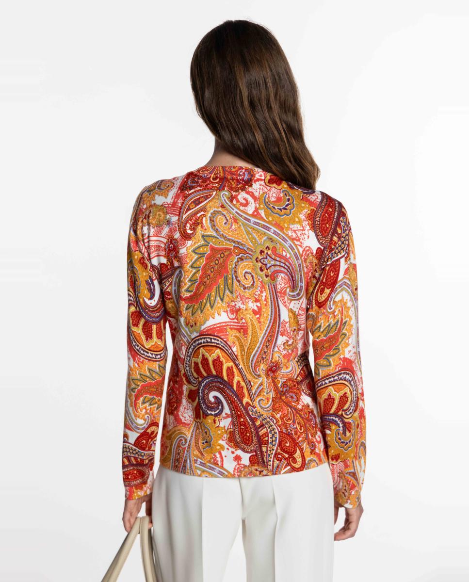 Conjunto de Malha com Estampado Paisley Vermelho-2