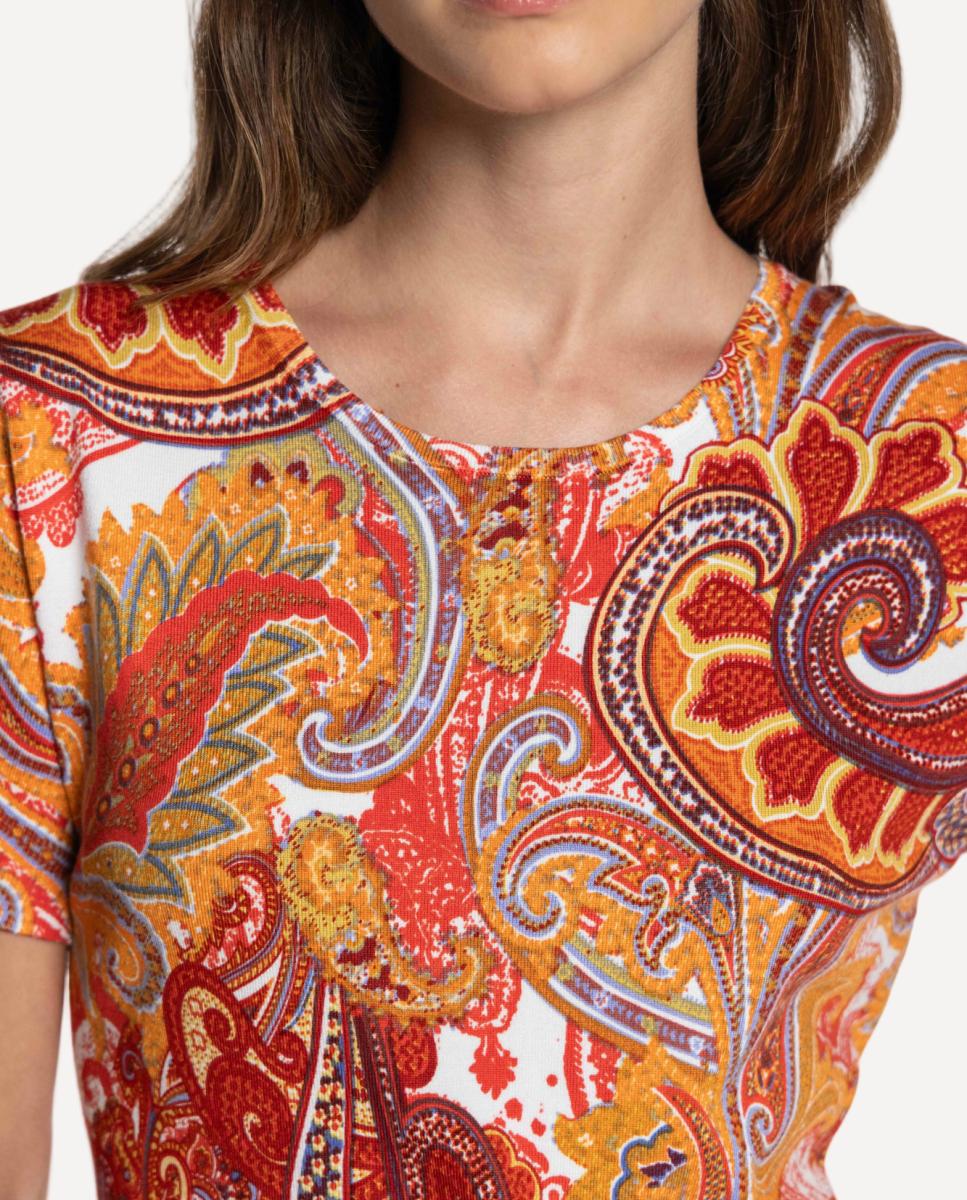 Conjunto de Malha com Estampado Paisley Vermelho-5