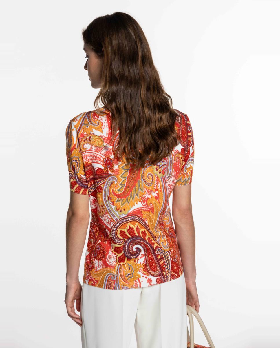 Conjunto de Malha com Estampado Paisley Vermelho-7