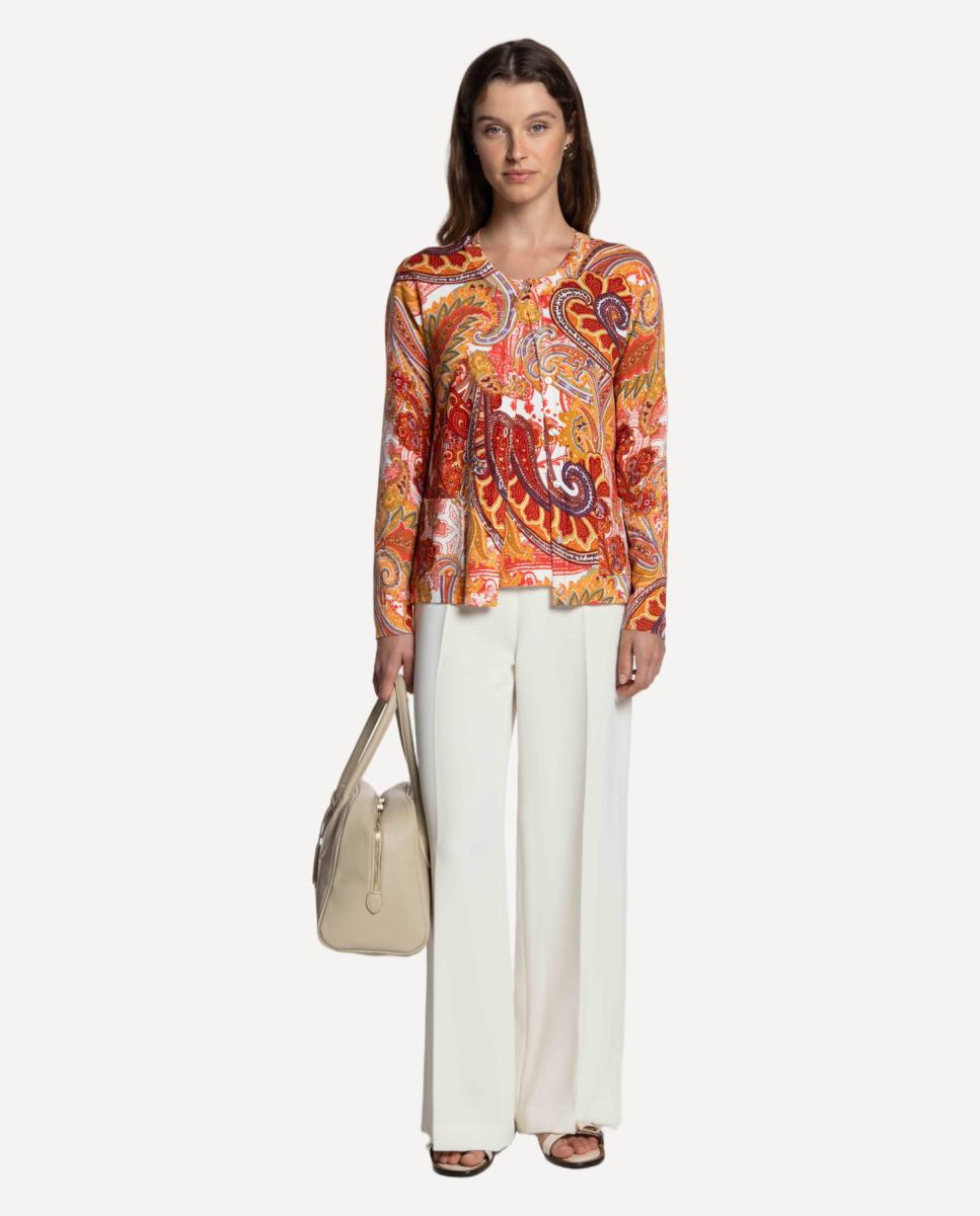 Conjunto de Malha com Estampado Paisley Vermelho-9