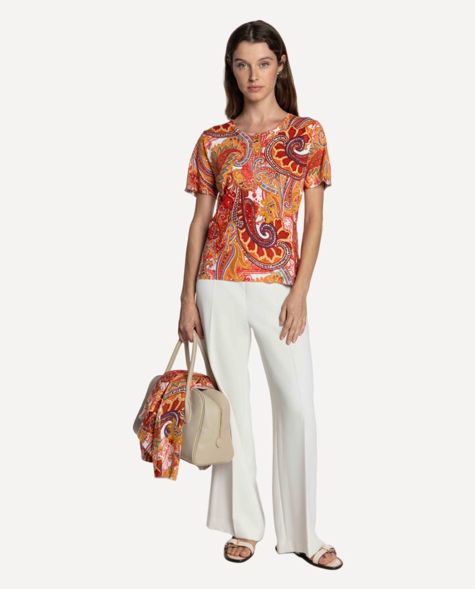 Conjunto de Malha com Estampado Paisley Vermelho-10