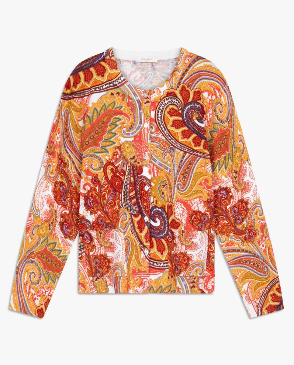 Conjunto de Malha com Estampado Paisley Vermelho-11