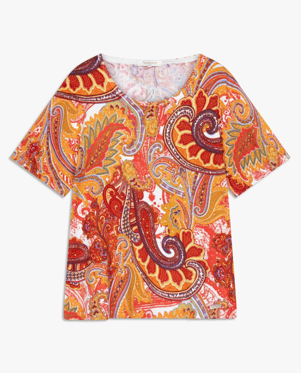 Conjunto de Malha com Estampado Paisley Vermelho-12