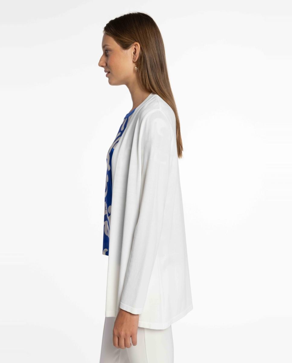 Cardigan Comprido de Malha Stretch Cru-3