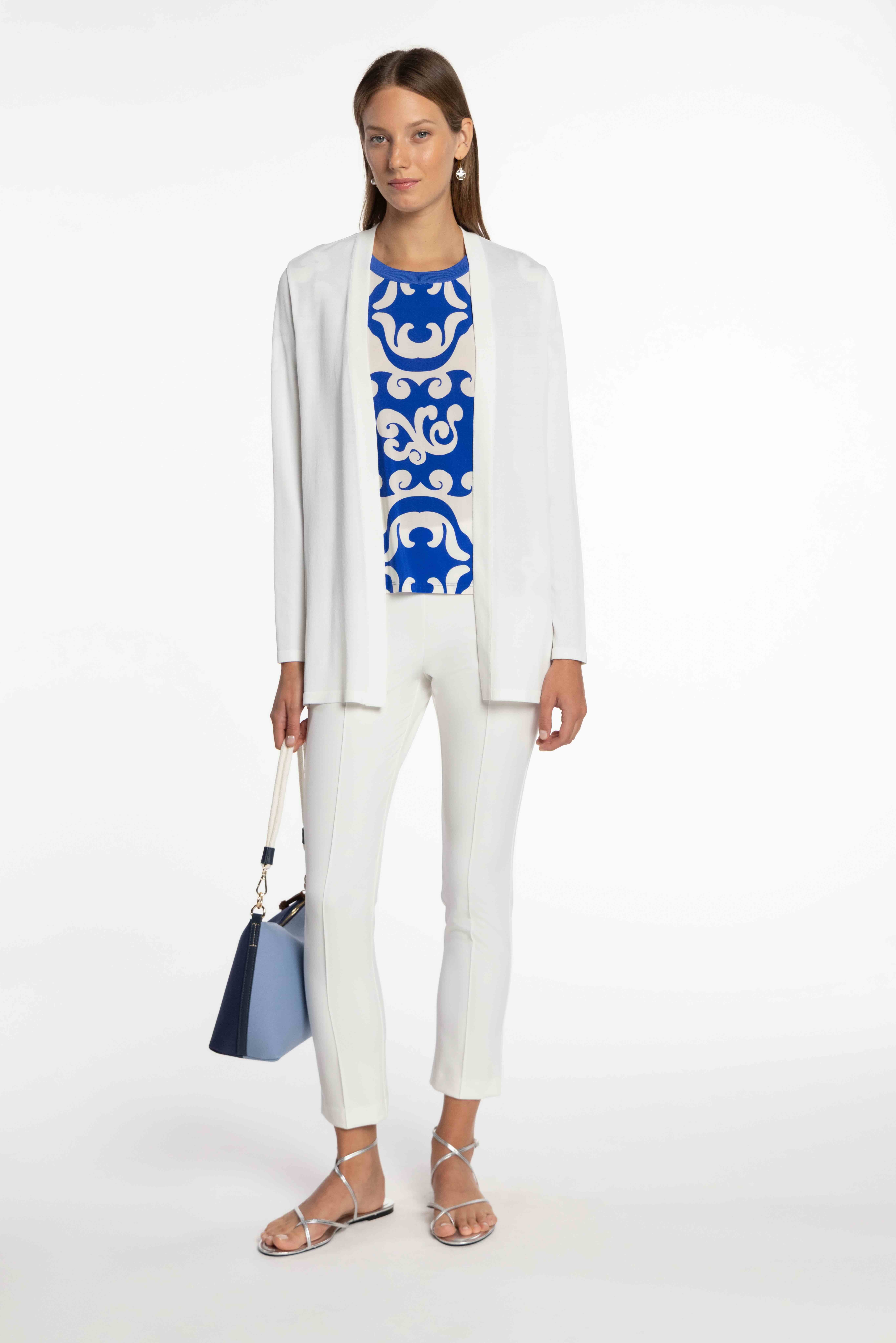 Cardigan Comprido de Malha Stretch Cru-6