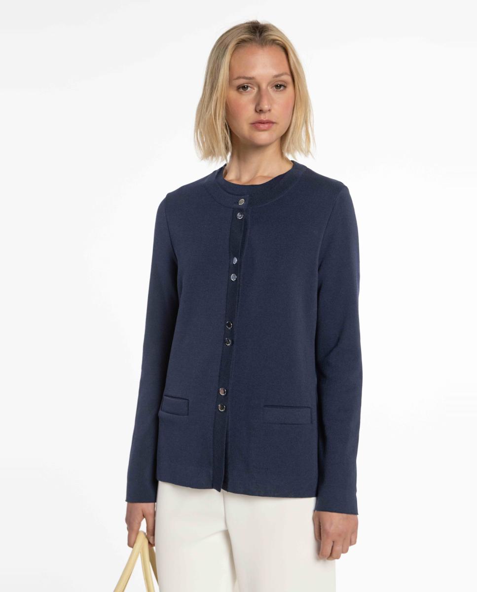 Imagen 0 de Chaqueta de mujer de punto con botones. Azul marino