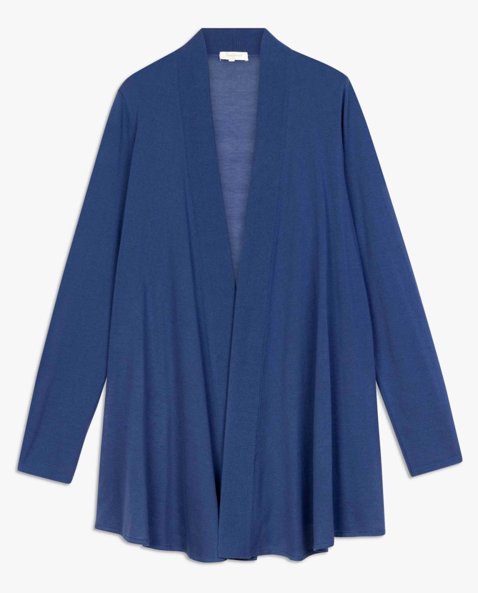 Cárdigan largo de mujer de punto sin abrochar. - Naulover - Azul Azul-6