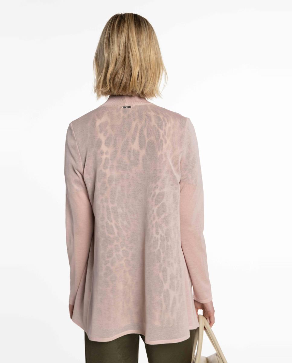Cardigan Comprido de Malha sem Fecho Rosa-2