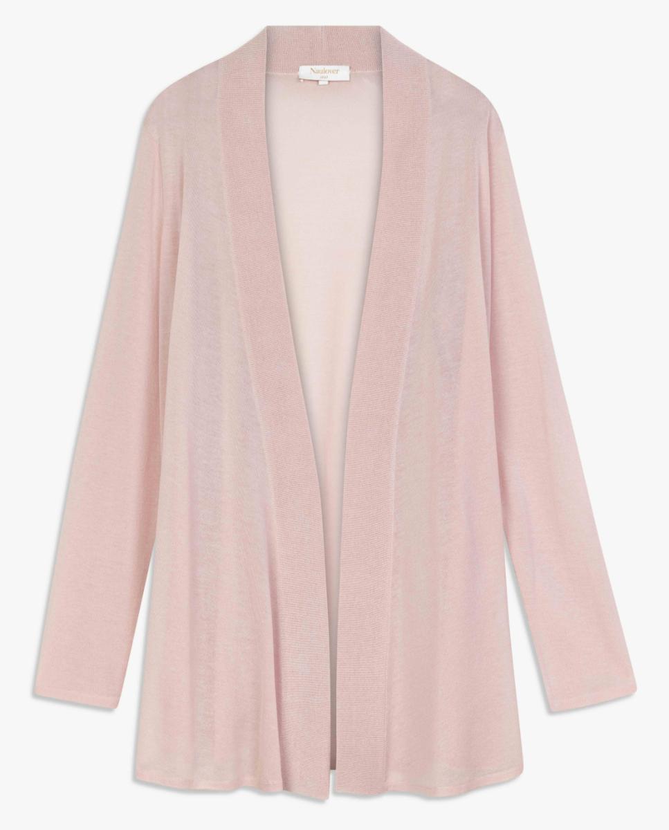 Cardigan Comprido de Malha sem Fecho Rosa-6