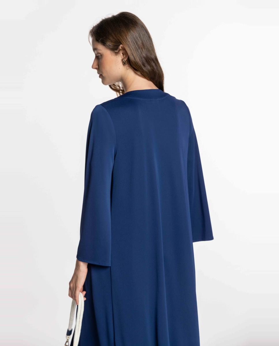 Kimono de Malha Circular com Manga 3/4 Azul-índigo-2